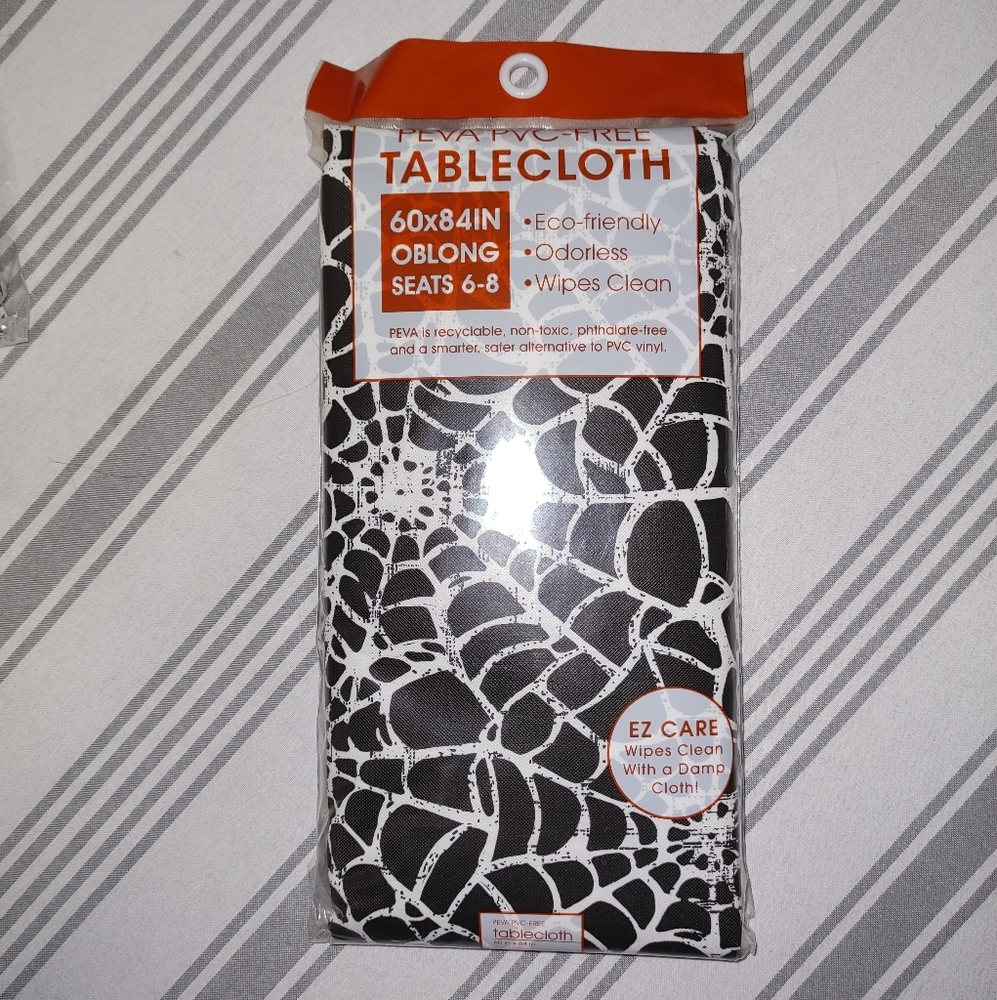 Halloween  Spiderweb Table Cover PEVA Easy Wipe Oblong Rectangular Plast…